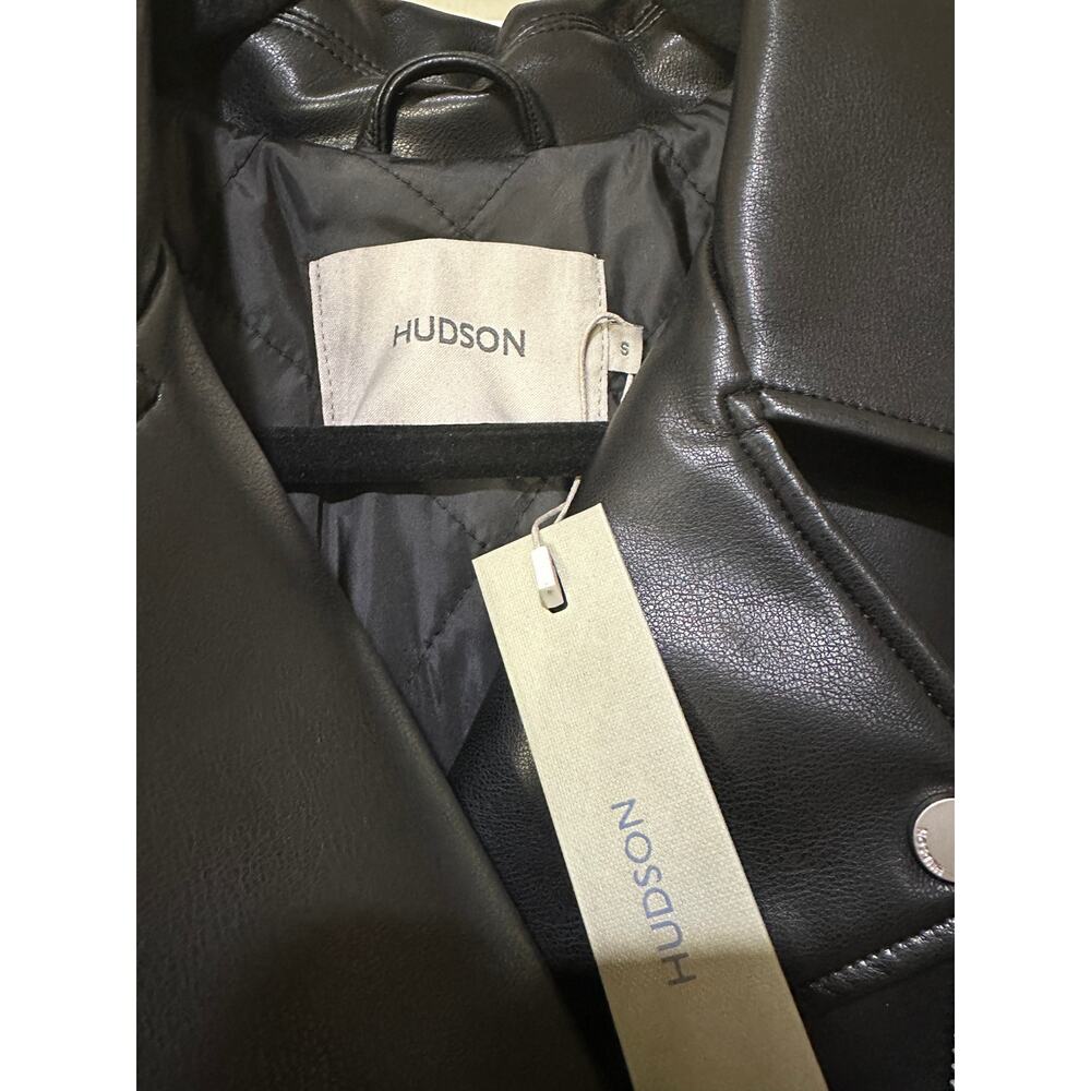 Hudson Faux Leather Black Jacket Small NWT Sample Piece Biker Jacket Moto Detail - Picture 7 of 13